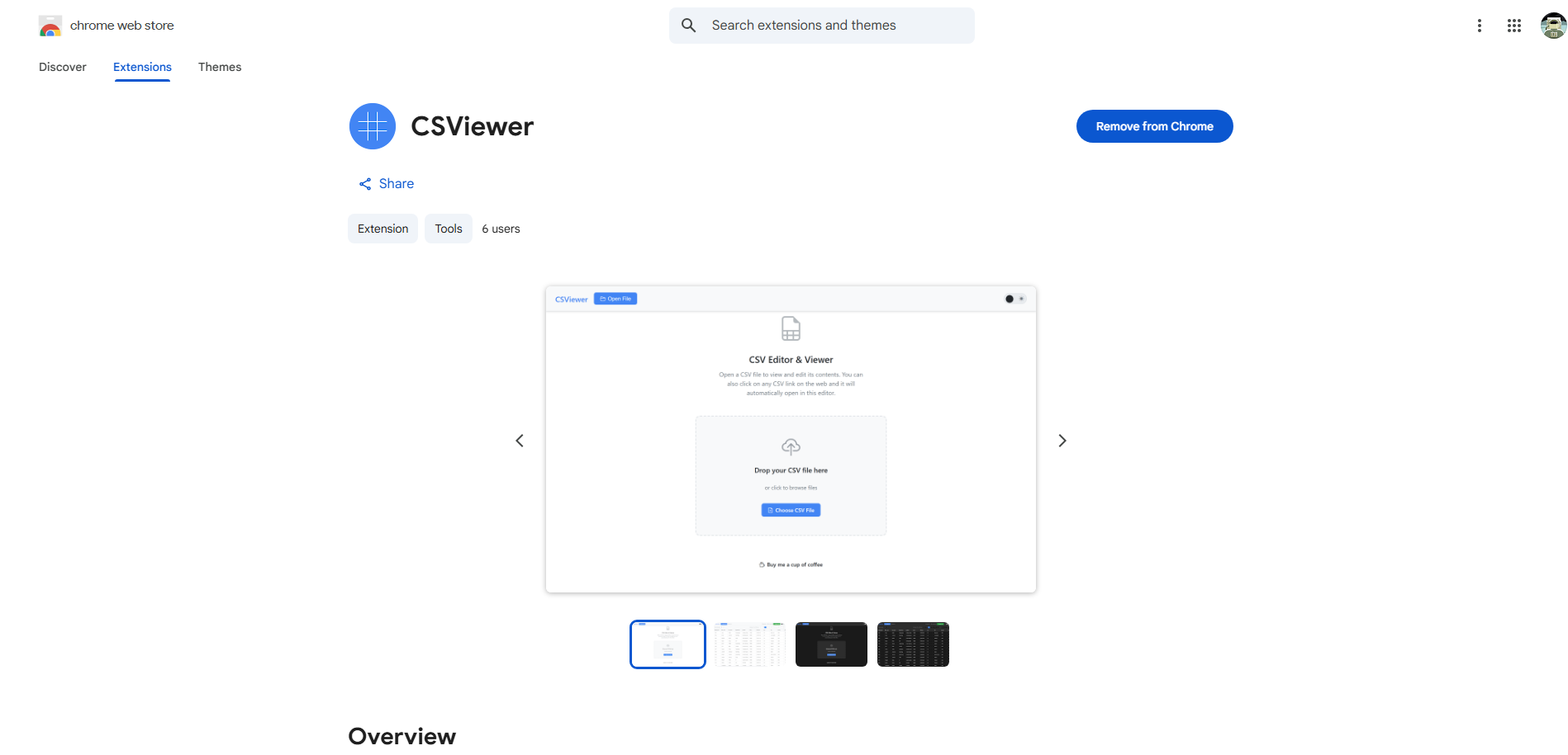 CSViewer — Chrome extension for CSV files