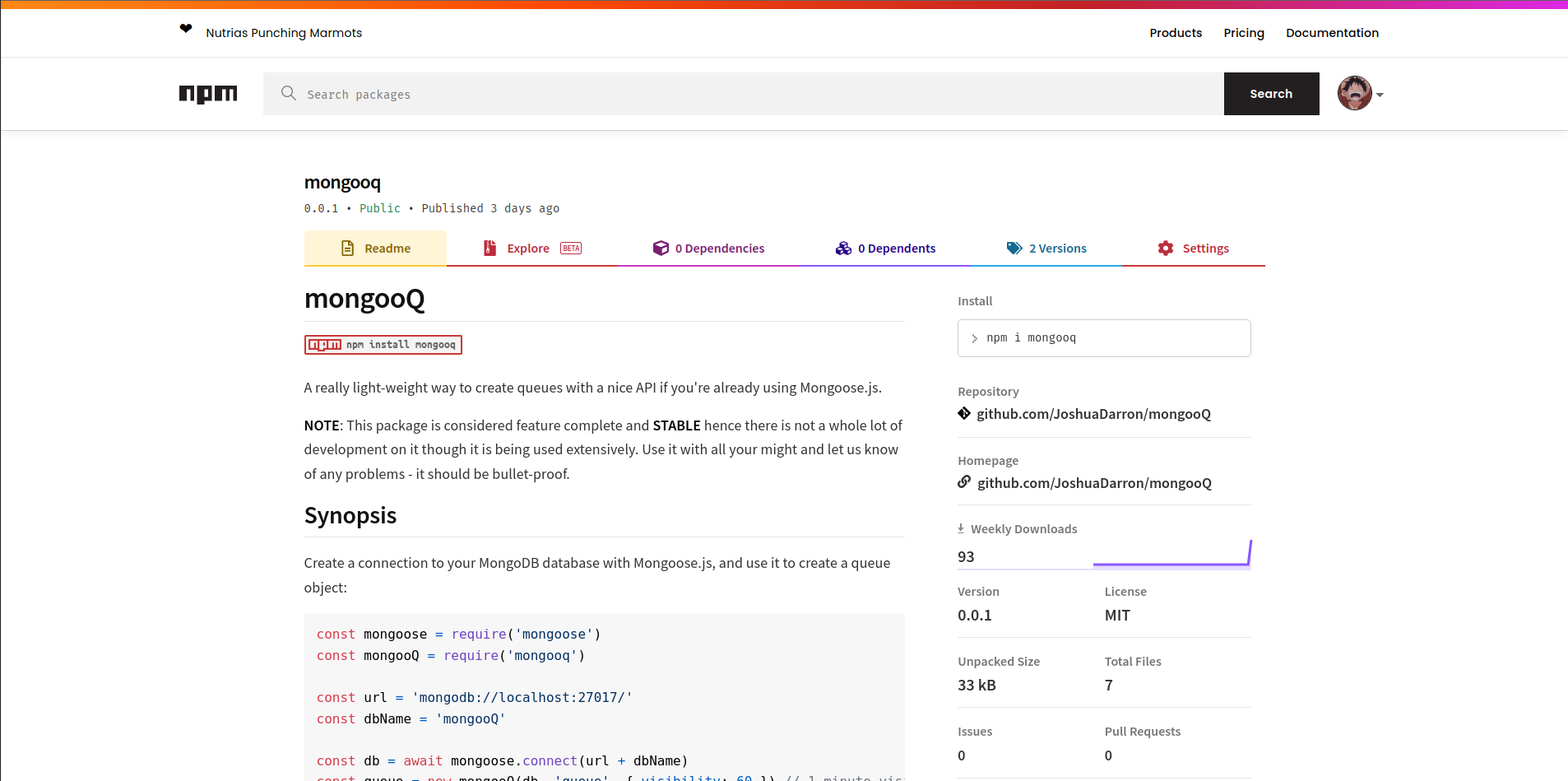 MongoOQ — NPM package for MongoDB query building